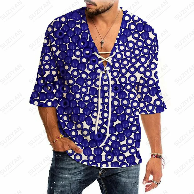 

Beautiful Patterns Male Freelancer Knotted Shirts Beach Loose T-Shirt Patterns New Arrivals Cheap Cotton And Linen Shirt