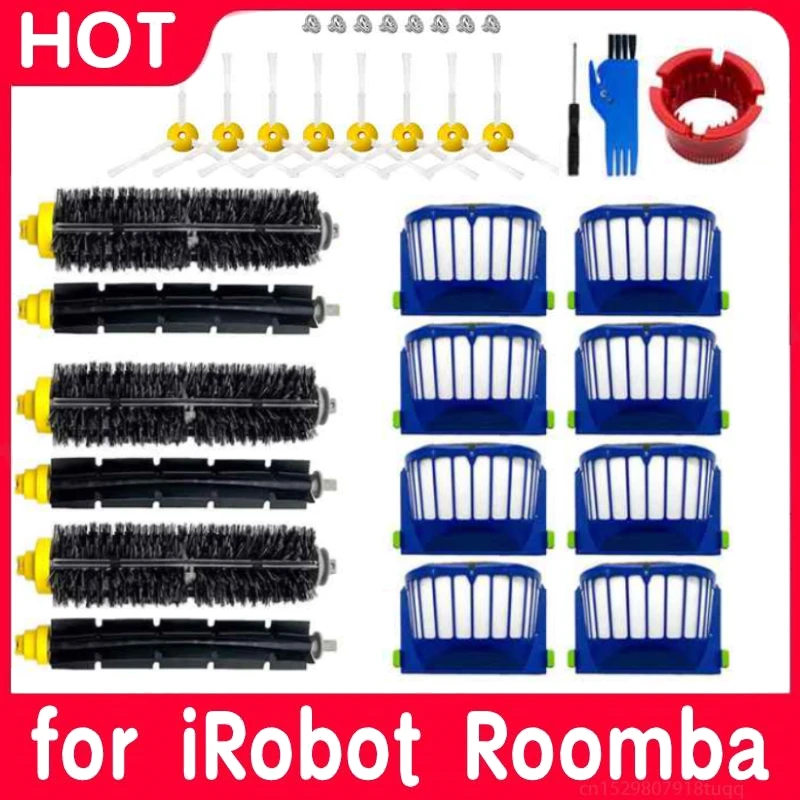 For iRobot Roomba 500 600 Series 610 620 625 630 650 660 Vacuum Beater Roller Brush Side Brush HEPA Filter Replacement Part Kit