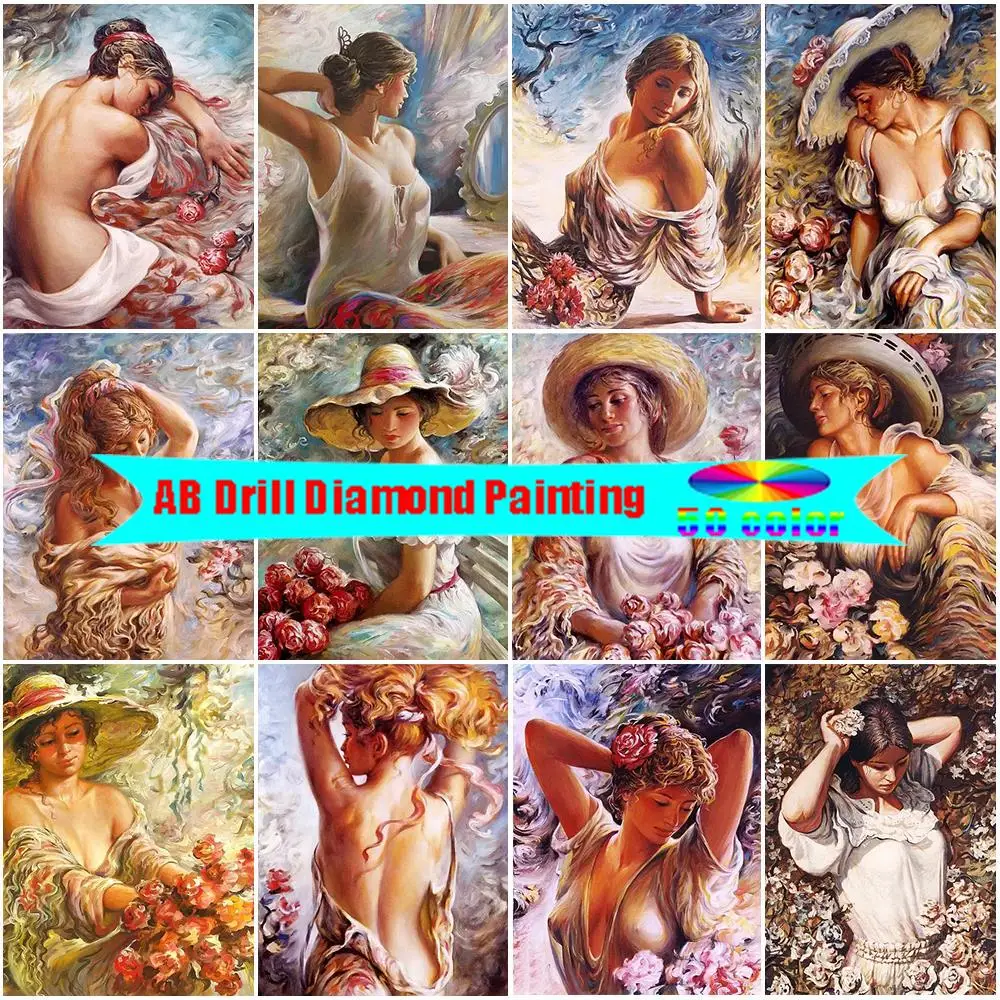 

AB Drill Diamond Painting 5d Full New Elegant Woman Decorative Paintings Diamonds for Crafts Mosaic Embroidery Accessories Art
