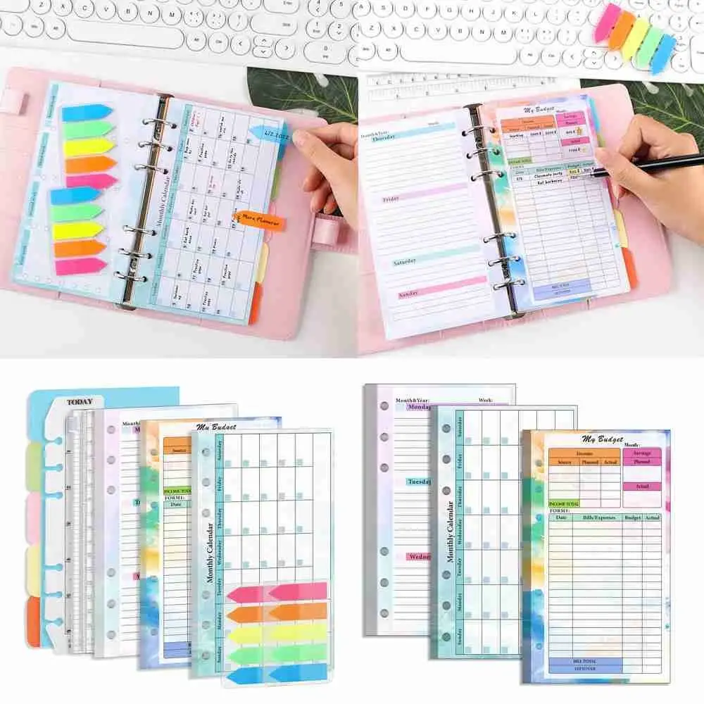 

6-hole Stationery Notepad Inner Core Weekly Monthly Inner Page A6 Loose Leaf Spiral Binder Budget Page