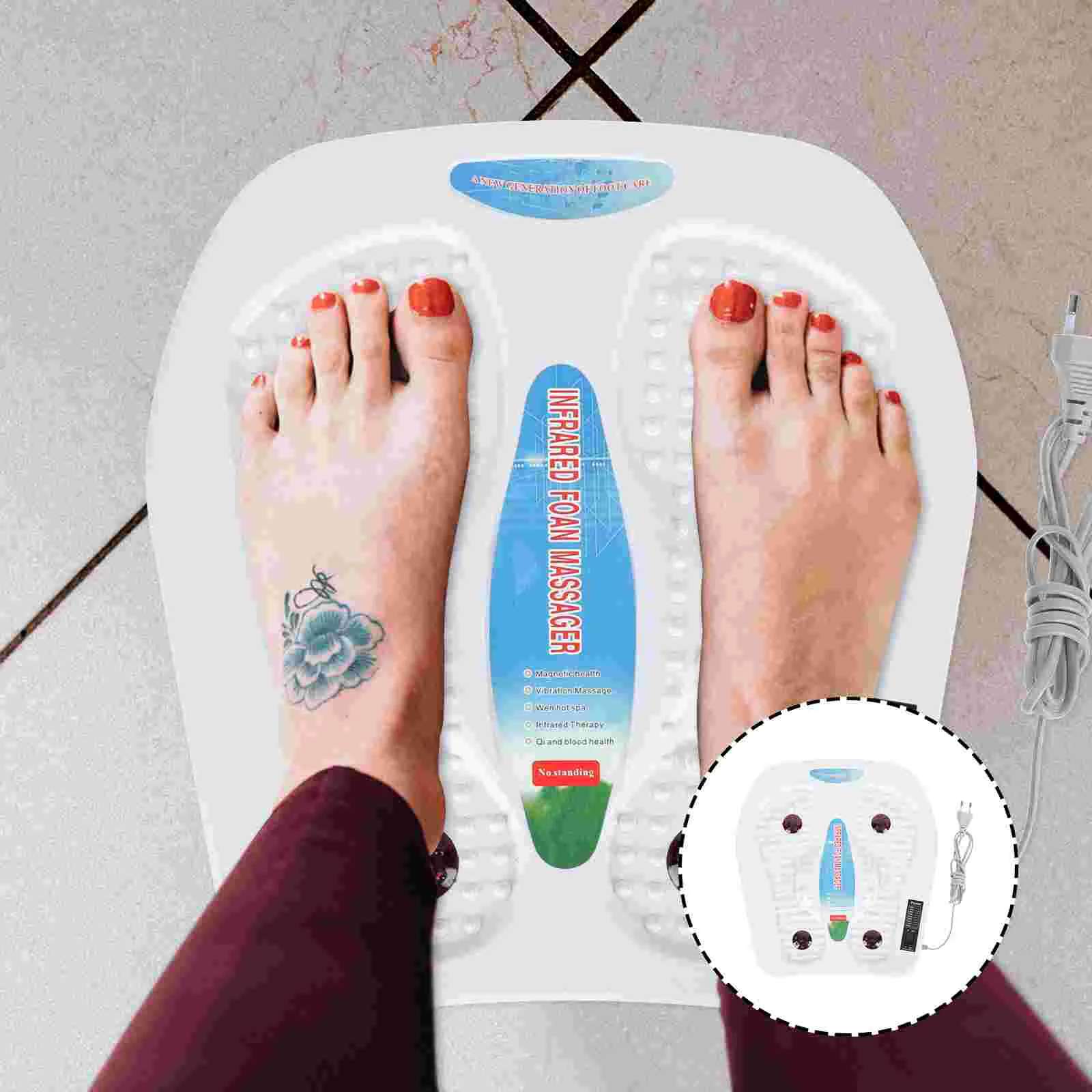 

Foot Massager Home Kneading Pedicure Machine Feet Care Product White Abs Electric