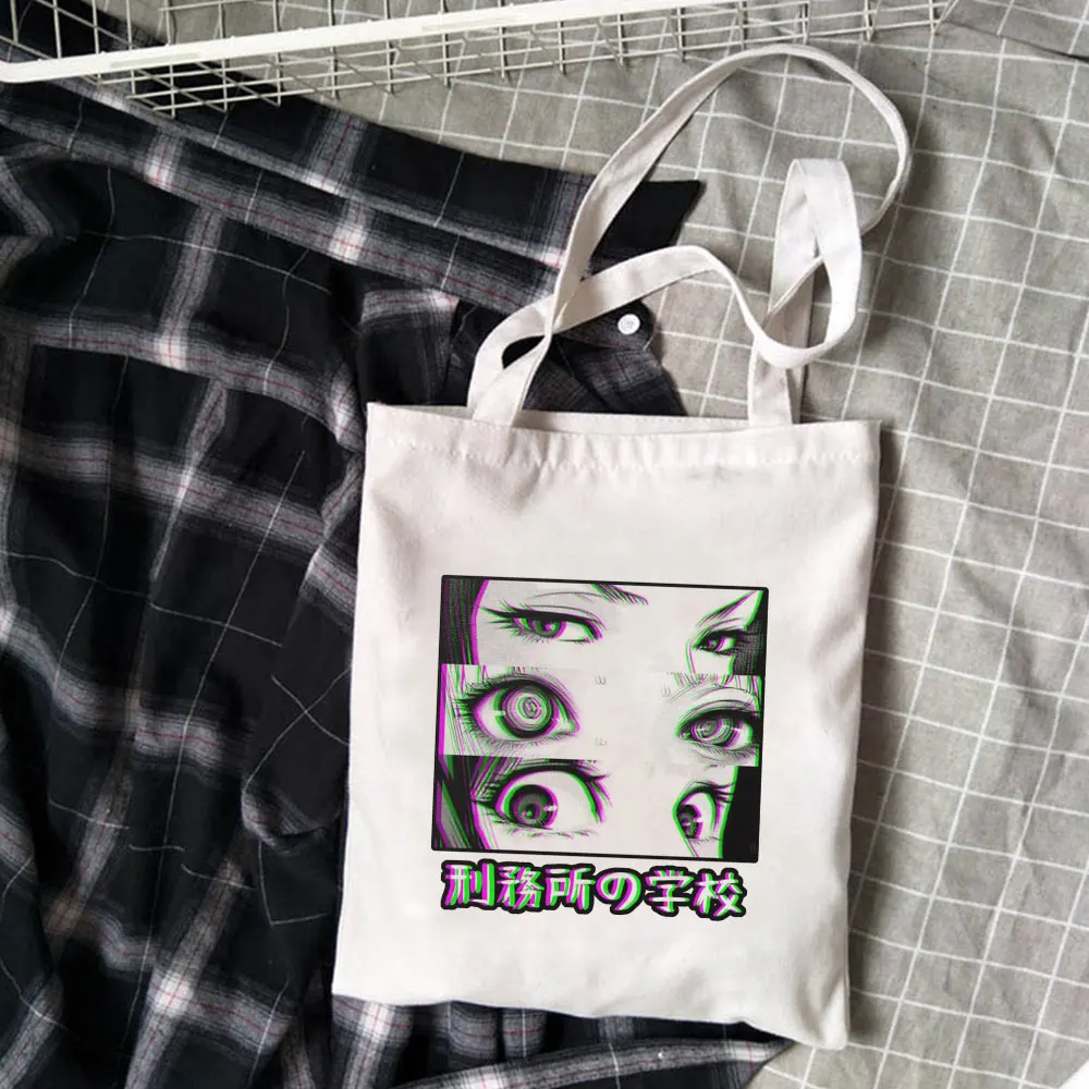 

Сумка женская холщовая в стиле японского аниме с надписью, Готическая Сумочка на плечо в стиле Харадзюку, модный винтажный мешочек для поку...