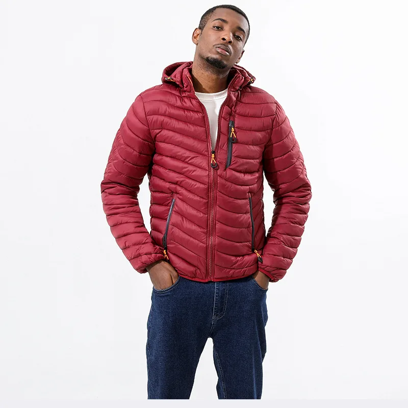 Men's Down Cotton Coat With Hooded Jacket Waterproof Warm Outwear