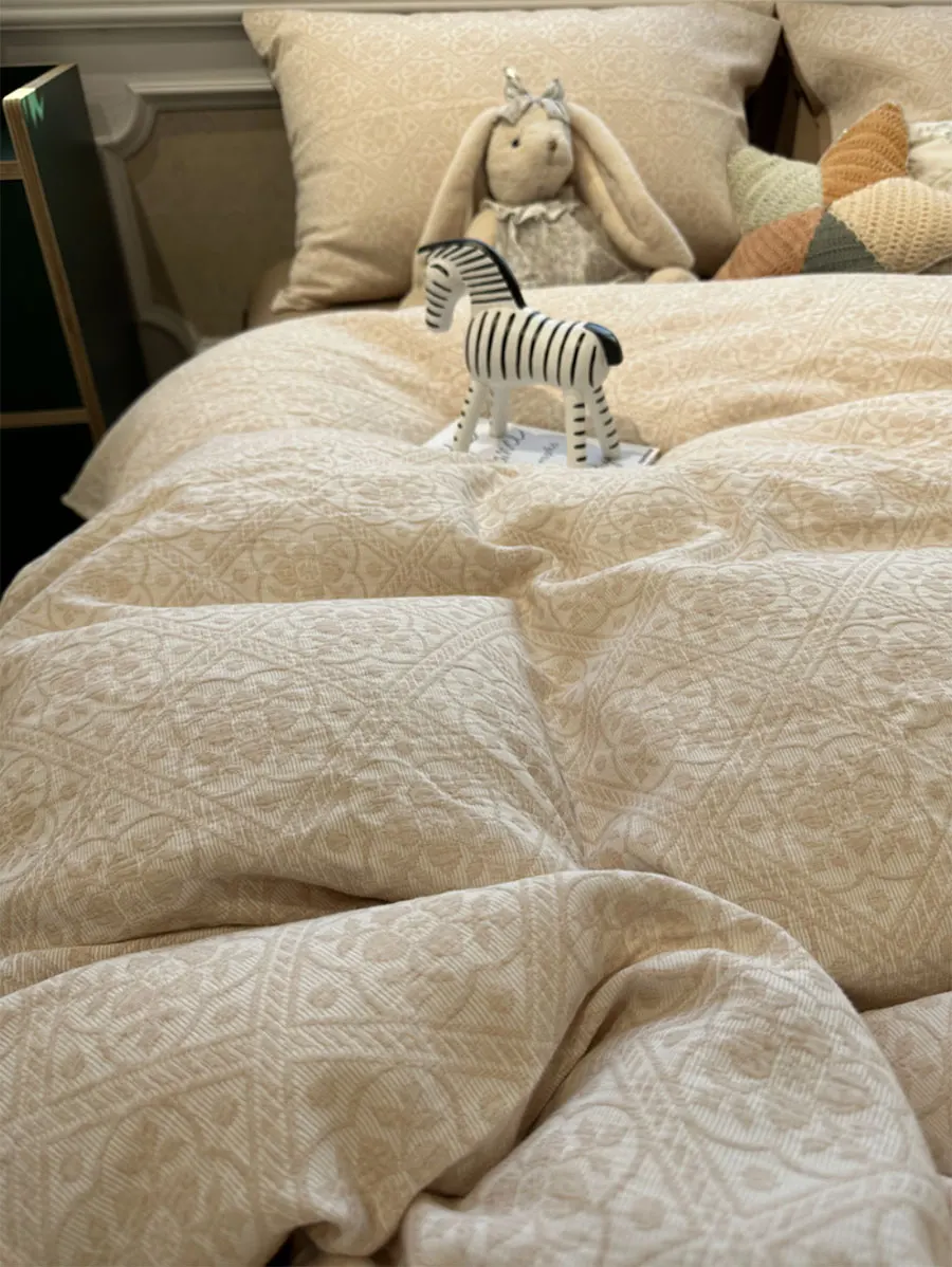 

Классический Европейский геометрический коричневый комплект постельного белья, двуспальный Модный хлопковый домашний текстиль, простыня, подушка, пододеяльник