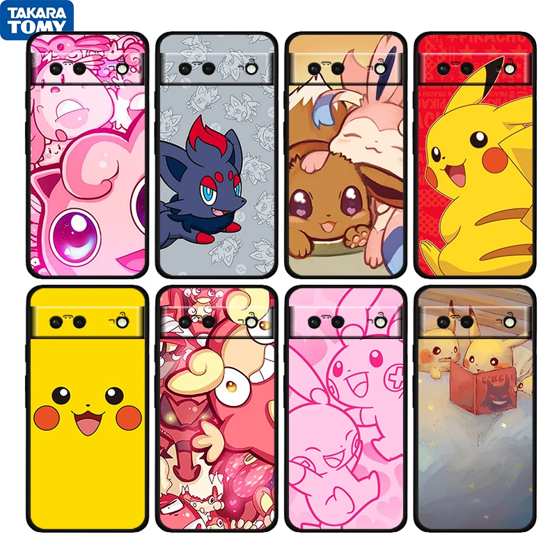 

Lovely Pikachu Cartoon Shockproof Cover for Google Pixel 6 6a 6Pro 5 5a 4 4a XL 5G TPU Black Phone Case Shell Soft Fundas Coque