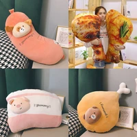 simulation food real life chicken leg toy chick grilled fish suckling pig shrimp roasted sausage pillow cushion birthday gift