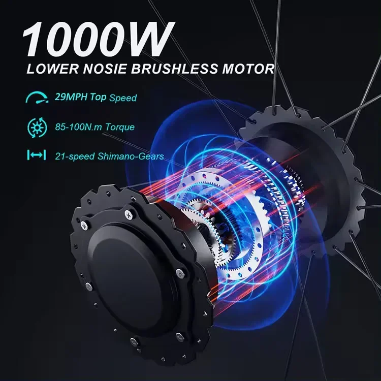 Взрослый 26-дюймовый пляжный круизный электронный велосипед 48 В 16 Ач аккумулятор