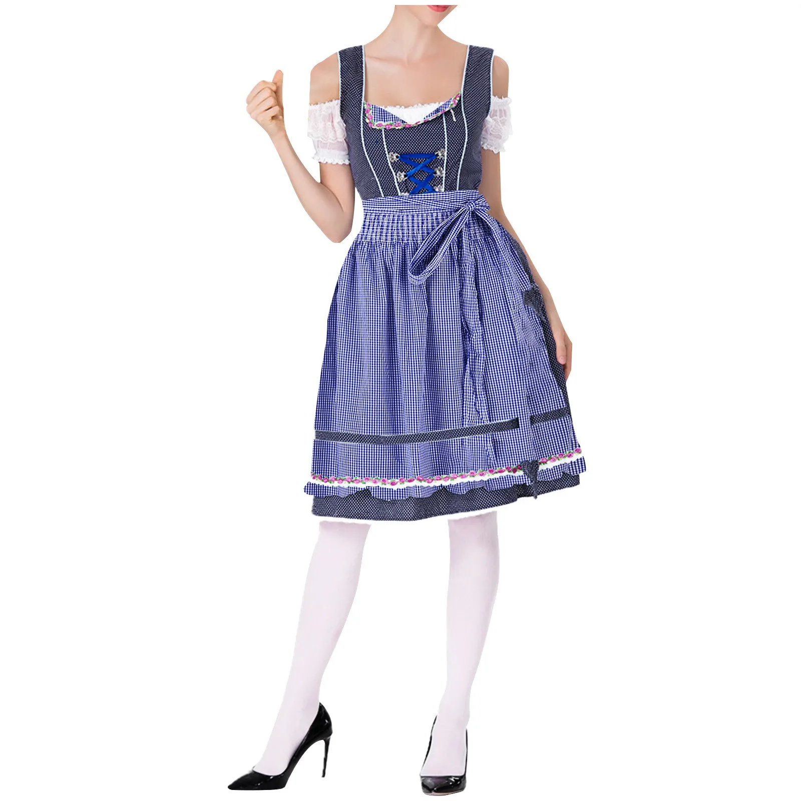 2023 Traditional Bavarian Octoberfest Dresses Set German Beer Wench Costume Adult Lace Oktoberfest Dirndl Dress With Apron