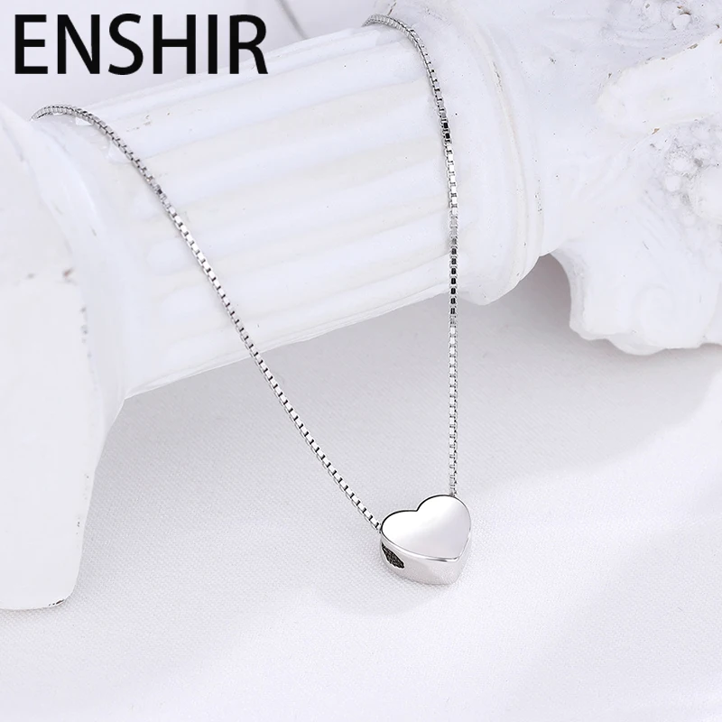 Серебряное Ожерелье С Подвеской В Виде Гладкого Сердца Для Женщин ENSHIR