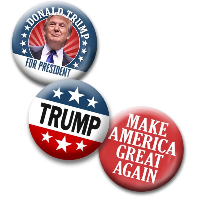 Набор значков из 3 предметов поддерживает кампанию Дональда Трампа 2024 года.