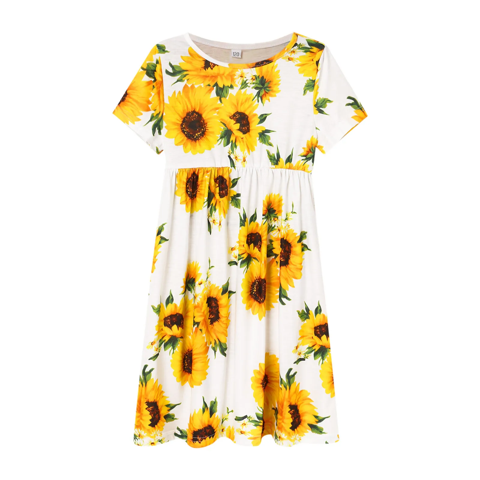 

Детское летнее платье с коротким рукавом и цветочным принтом