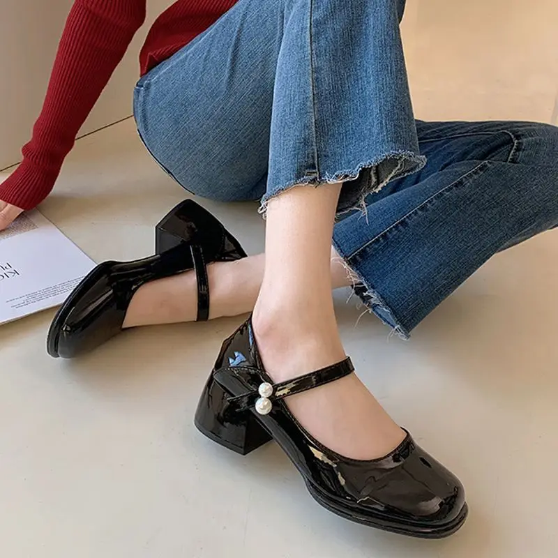 Женские готические туфли Kawaii в японском стиле Лолита Черная Женская летняя обувь