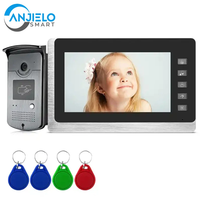 

Видеодомофон с 7-дюймовым экраном, система контроля доступа и разблокировки Rfid-картой, водонепроницаемое переговорное устройство для квартиры с HD камерой