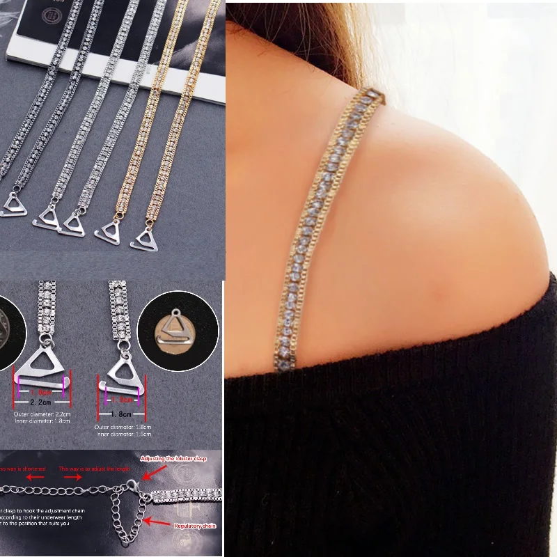 

1 Pair Simple Bra Shoulder Strap Rhinestone Lingerie Strap For Women Shoulder Chain Tops Decorative Jewelry