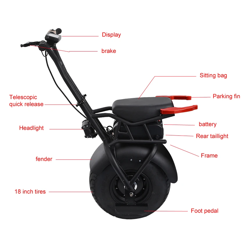 

2021 One Wheel Motorcycle Big Wheel Self Balancing Electric Unicycle Scooter