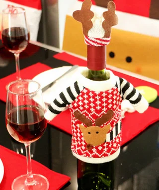 

Christmas Red Wine Champagne Bottle Covers Reusable Bottle Wrap Gift Package Wine Bags For Christmas Gift Decorations
