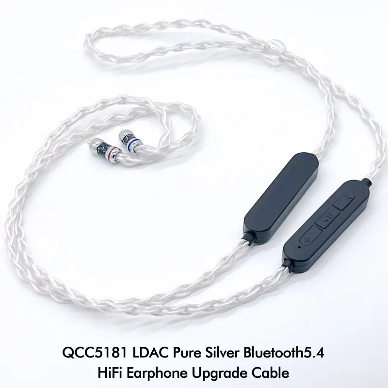 

QCC5181LDAC 4N чистый серебристый Bluetooth5.4 HiFi кабель для наушников QDC MMCX 2Pin для HOLA Zero KATO Aria LAN Candenza RedAg tangzu fudu