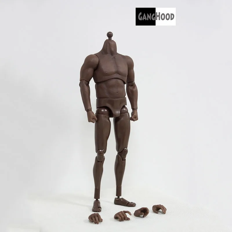 

In Stock GANGHOOD 1/6 Scale Male Soldier Black Skin Strong Muscle Action Figure Joint Body for Bane Arnold Head Carved Model