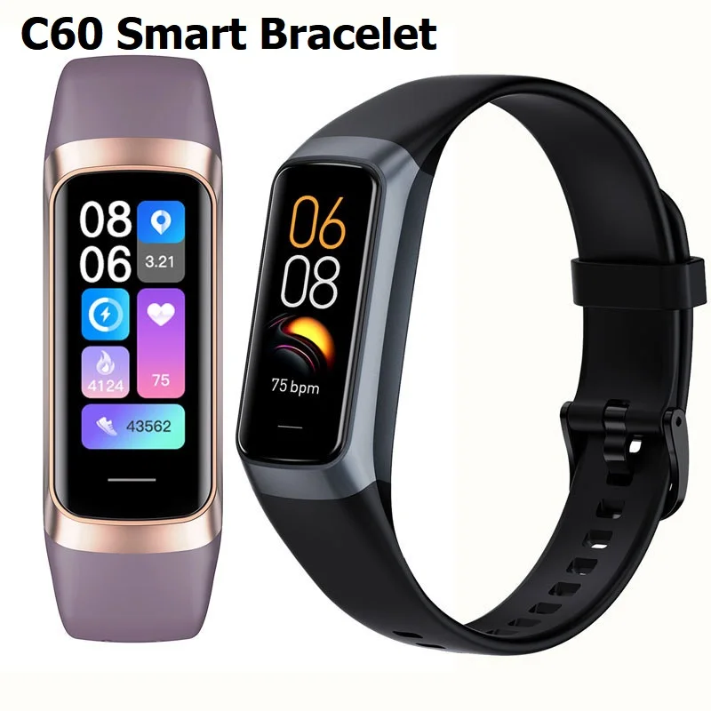 

C60 AMOLED Color Screen Smart Watch Men Full Touch Fitness Tracker IP67 Waterproof Women HD Color Screen Smart Bracelet for iOS