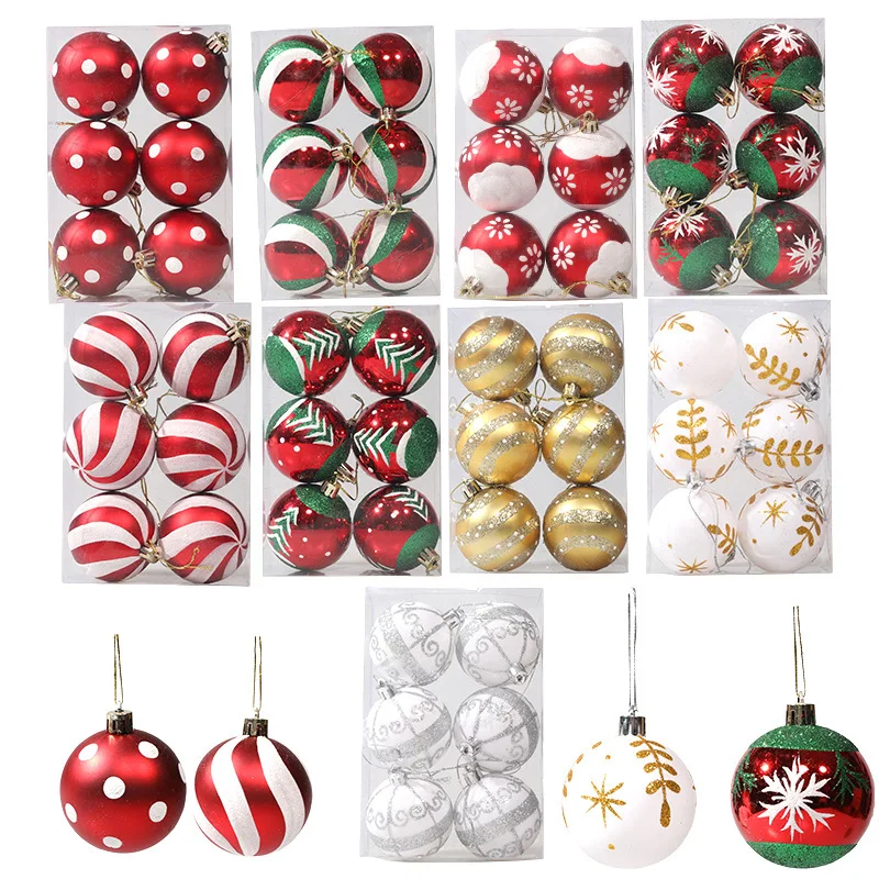 

6 шт./корт. 6 см елочные шары, украшение, красный зеленый подвесной кулон, рождественские украшения для дома, Рождество, Новый год 2023