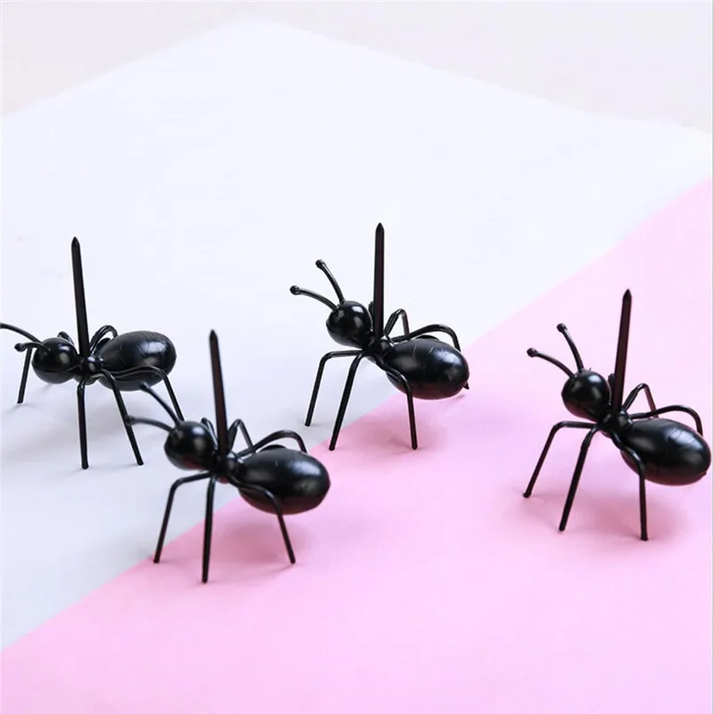 

12Pcs Ant Fruit Fork Set Plastic Ant Toothpick Bento Stick Party Cake Snack Fork for Home DIY Table Decor Kid Lunch Accessories