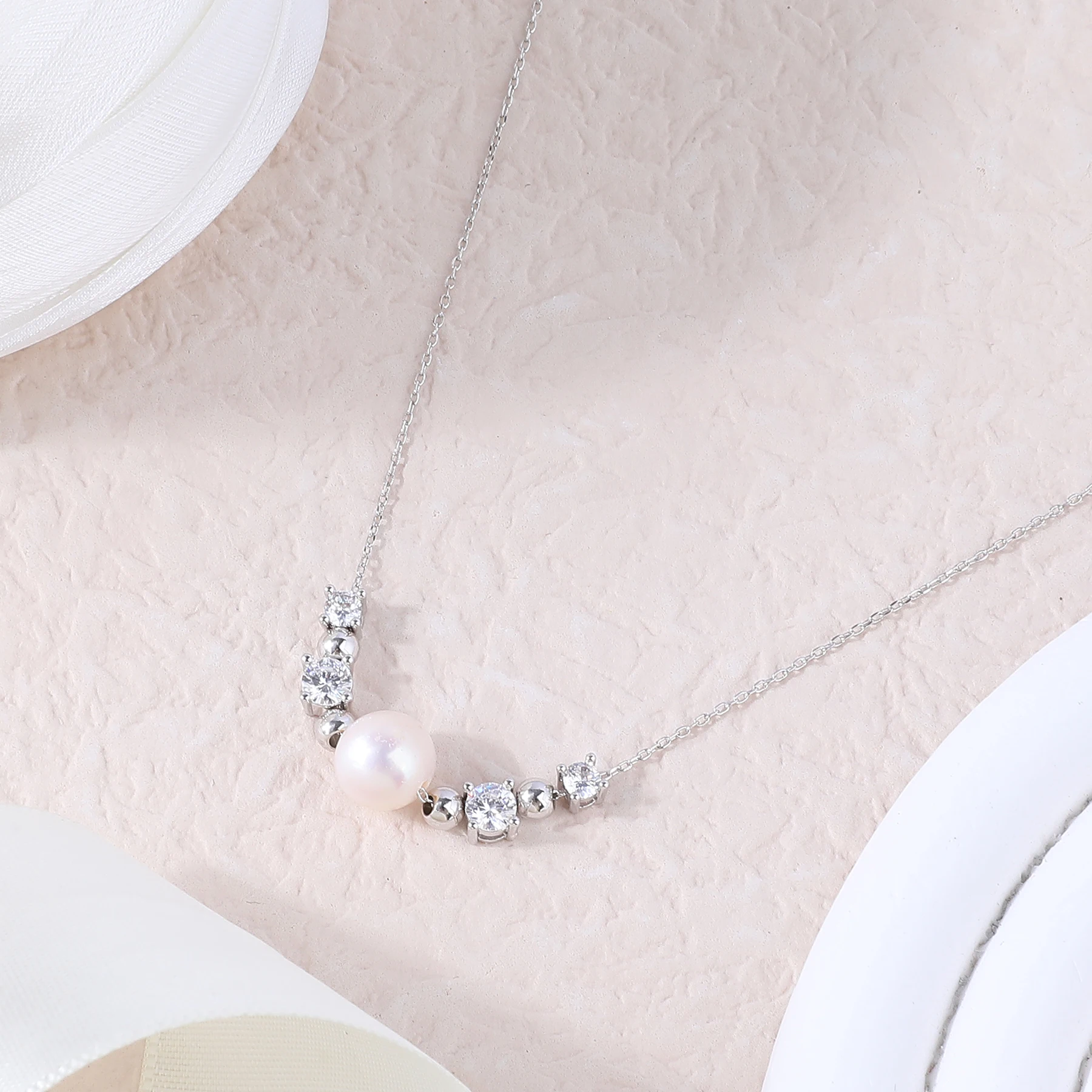 Makersland кубический циркон белые бусины женские кулон ожерелье модные ювелирные