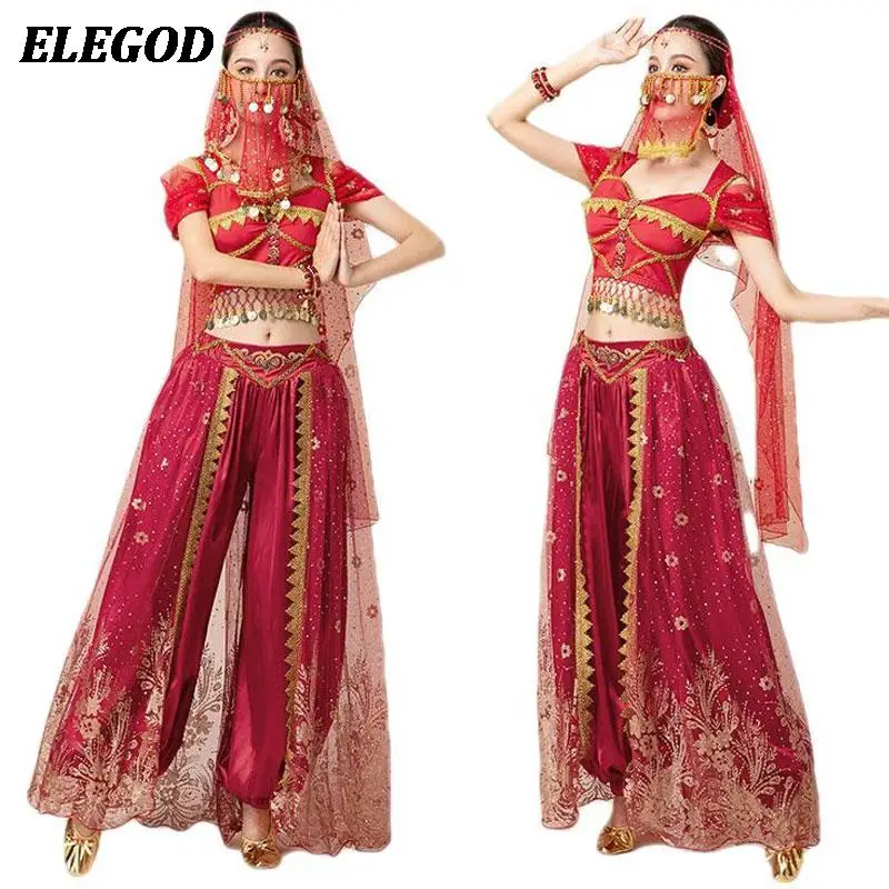 

Lady Sexy Belly Dance Suit Oriental Indian Dance Outfit Set Women Training Suit Arabian Princess Jasmine Princess Bellydance Set