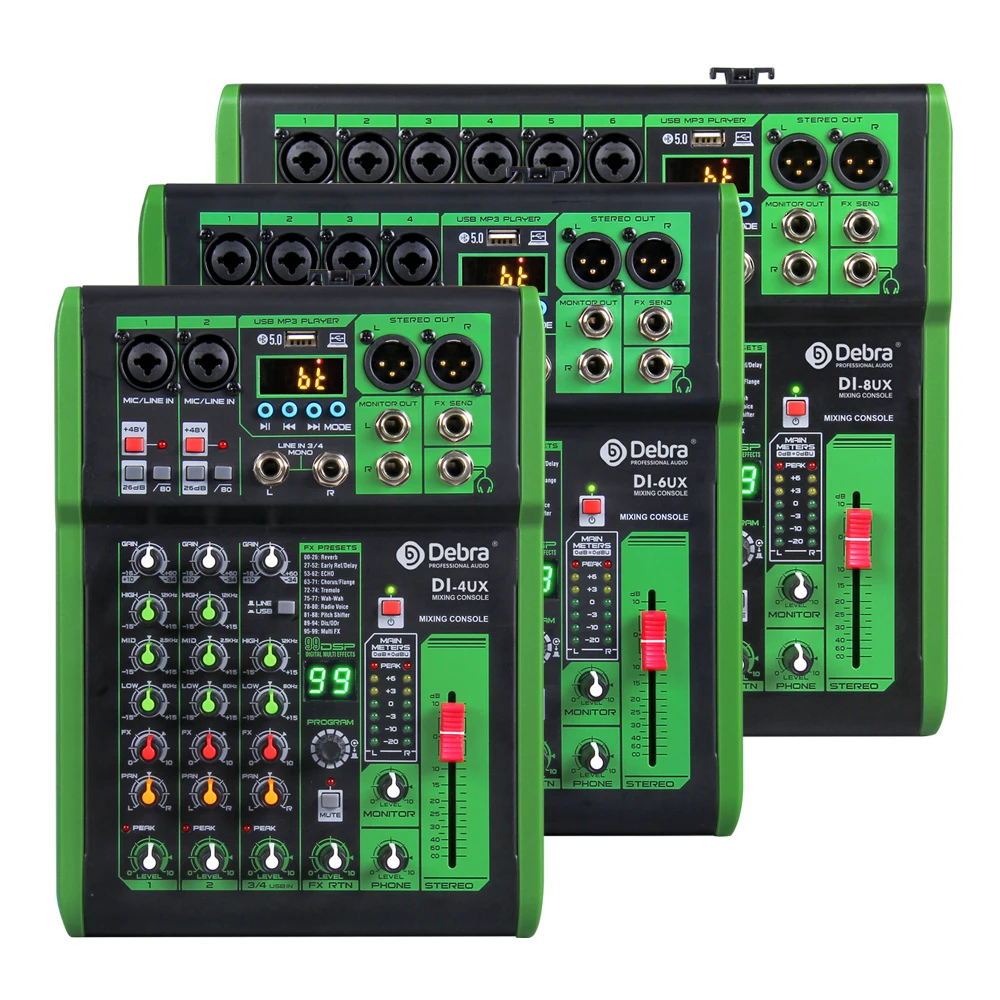 Микшер DI Pro Audio с 99 DSP цифровыми эффектами USB-вход MP3 для домашнего караоке студия