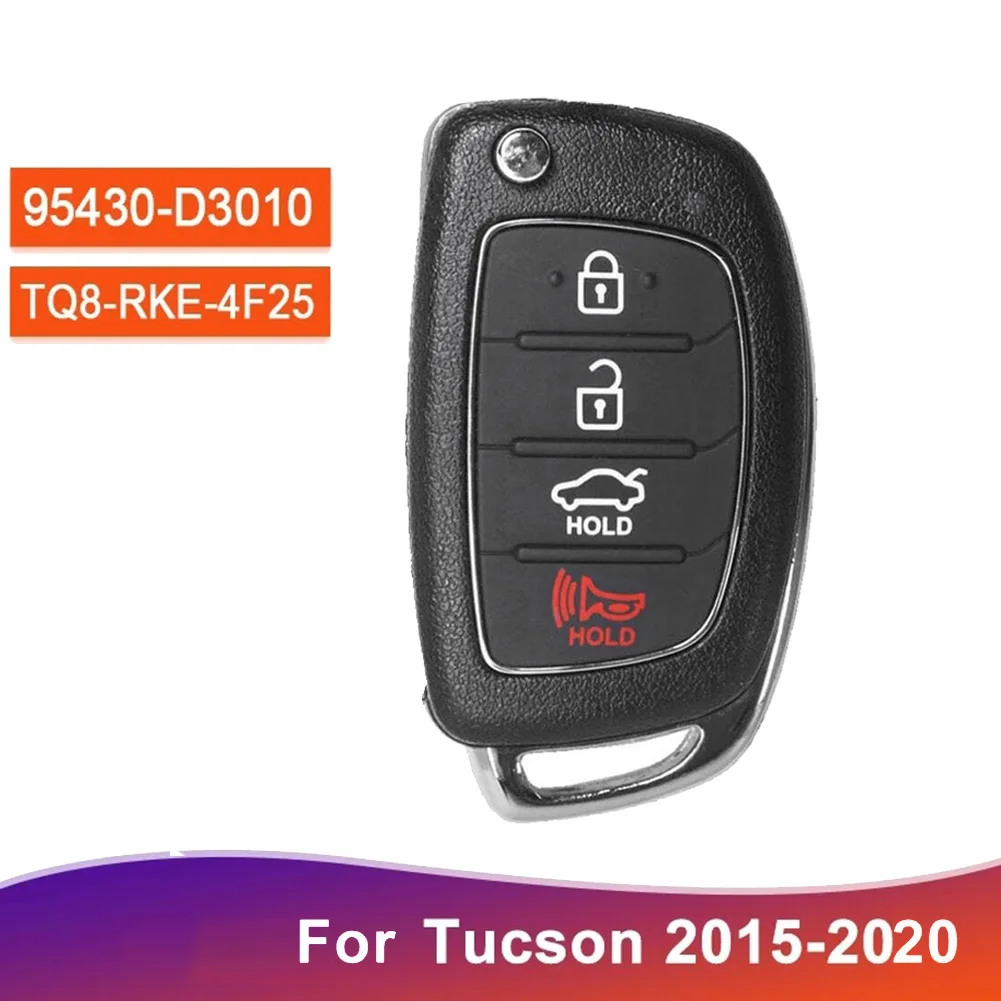 

New TQ8-RKE-4F25 95430-D3010 Flip Remote Smart Key Fob 4 Button 433MHz Keyless Entry for Hyundai Tucson 2015-2020