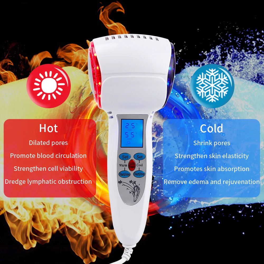 

Hot Cold Hammer Cryotherapy Warm Ice Heating Facial Skin Lifting Tighten Anti Aging Face Spa Shrink Pore Massager Blue Photon