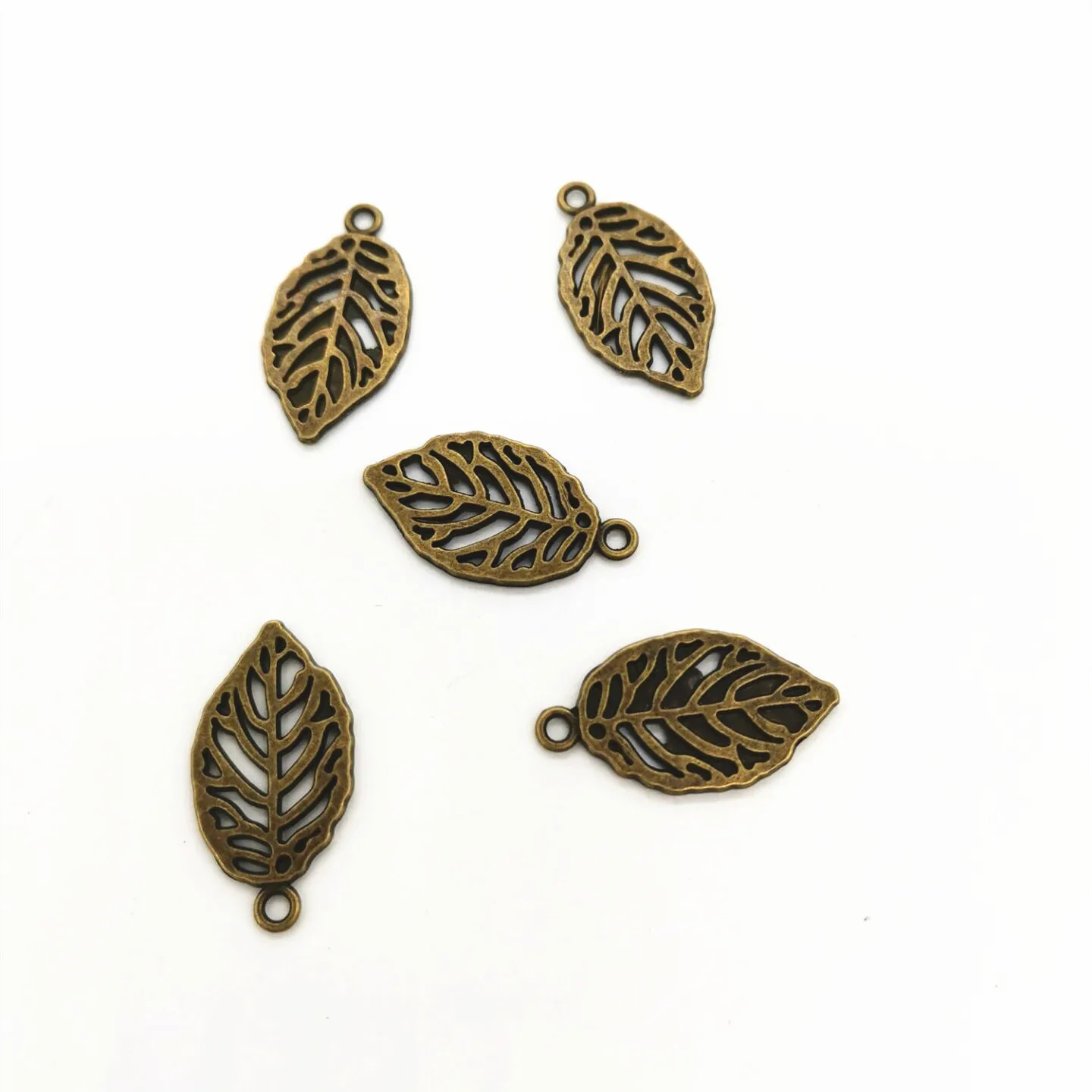 2 шт./упак. из цинкового сплава в виде древней бронзовым покрытием лист Форма очарование кулон для DIY Изготовление украшений около 14x26 мм s1102