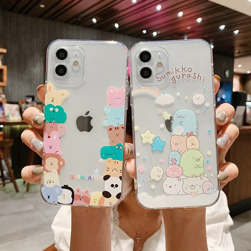 

TFINE simple Suitable for iPhone 14 Phone Case Iphone13 Cute cover 7P Transparent iPhone 12Promax Cartoon Protective Case