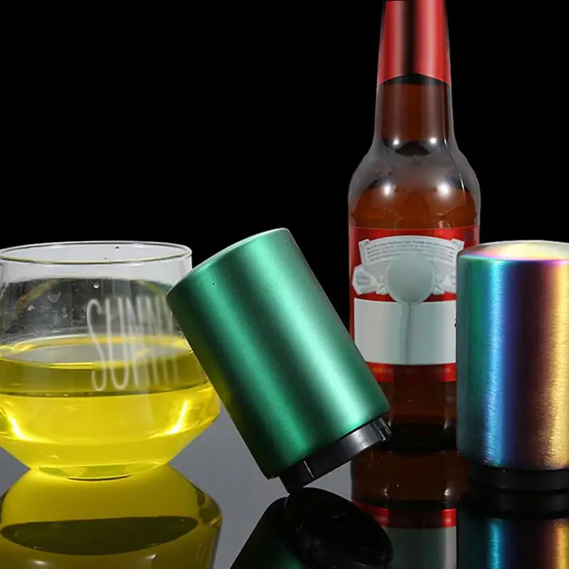 

Automatic Beer Bottle Opener,Magnet Beer Opener,Stainless Steel Push Down Opener Wine Beer Soda Cap Opener Kitchen Accessories