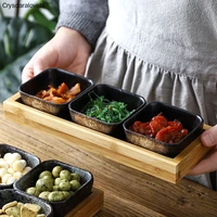japan style ceramic fruits plates with bamboo serving tray home dessertsnuts plates creative snacks plates sauce dish