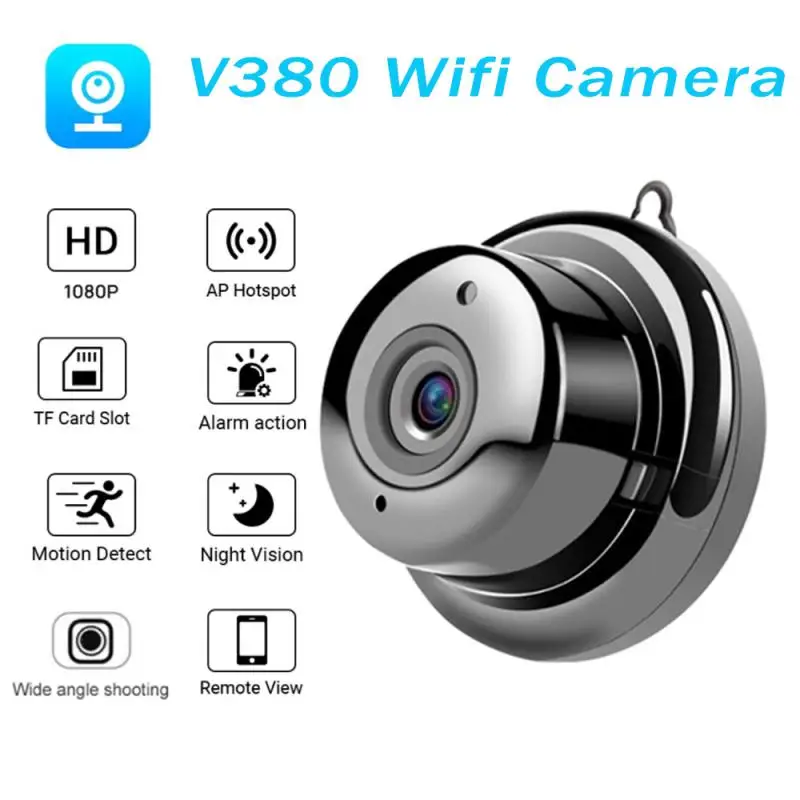 

1080 HD IP-камера, мини Wi-Fi камера с инфракрасным ночным видением, 2-полосная аудиосвязь, датчик движения, P2P, Домашняя безопасность, камера V380, монитор