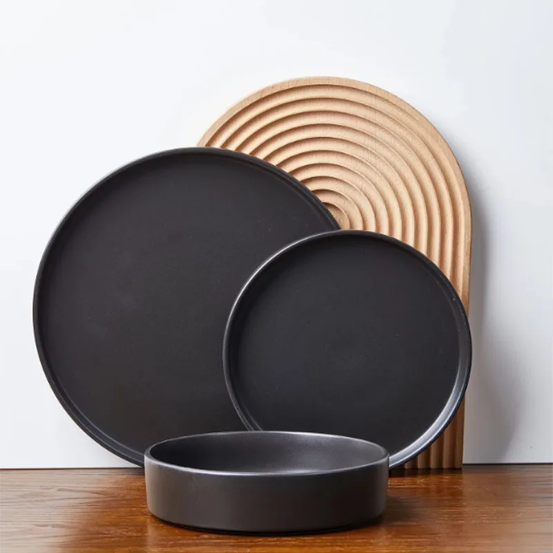 

Cecile Stoneware 12-Piece Набор круглой посуды, PB, черный