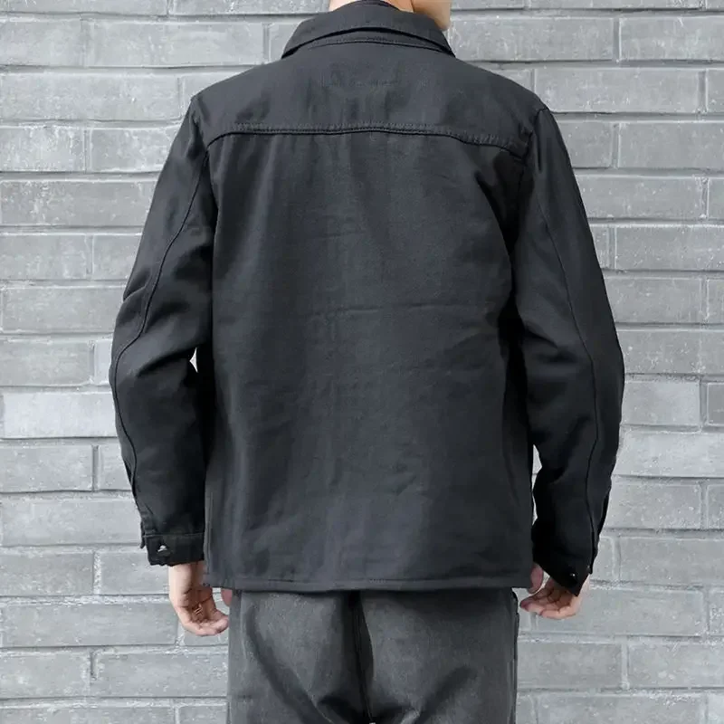 Мужские джинсовые пальто черная винтажная Мужская джинсовая куртка на японских