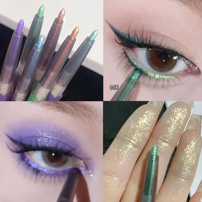 Green Gold Purple Glitter Lying Pen Eye Waterproof Shadow Beauty Makeup Cosmetics Women Sil L5o3