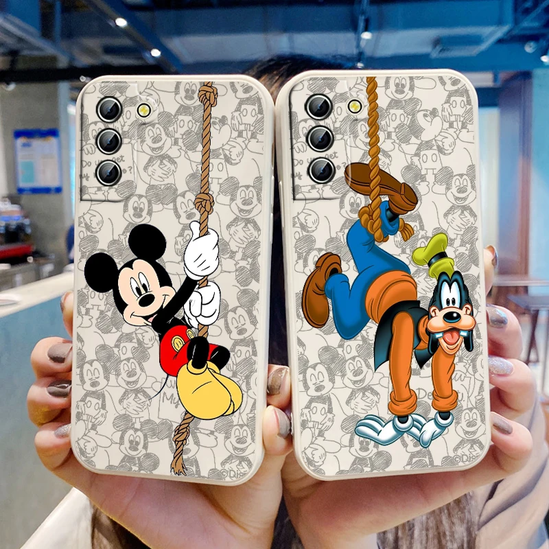 

Disney Cartoon Goofy Mickey Phone Case For Samsung Galaxy S23 S22 S21 S20 Pro FE S10 Note 20 Plus Ultra Liquid Rope Cover