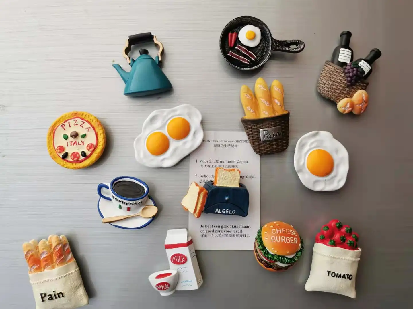 3D Home decoration magnetic refrigerator paste sticky notes bread machine tomato egg milk food model fridge magnet collection