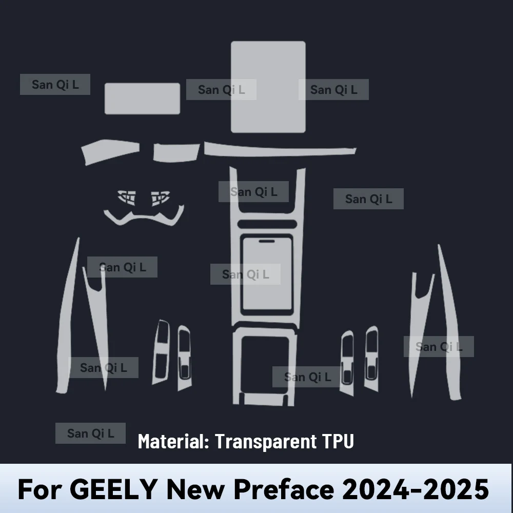 

Защитная внутренняя пленка против царапин для GEELY NEW Preface 2024 2025 Equator Sport Car TPU, аксессуары для экрана центральной консоли
