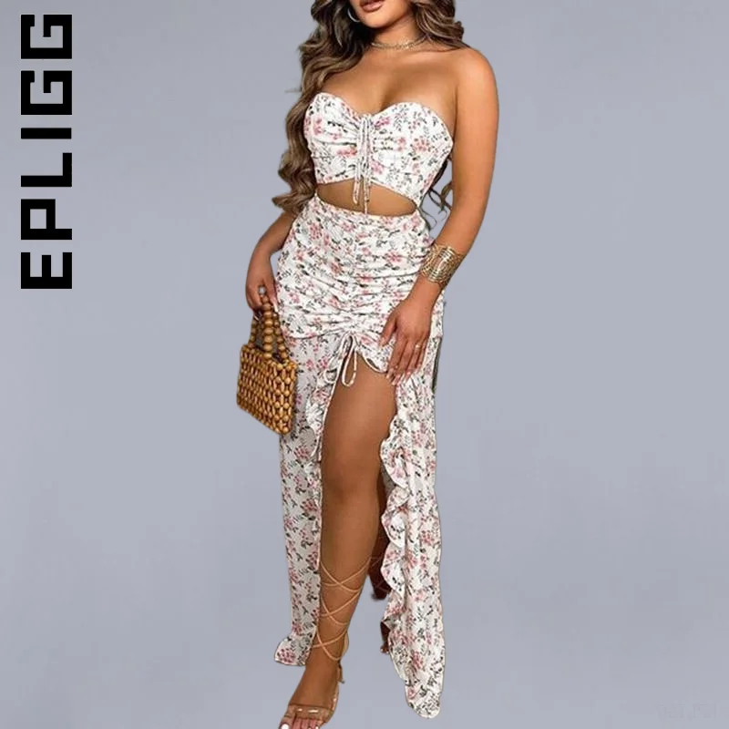 

Epligg New Women Set Tight Women's Tracksuit Lady Long Skirt Sportswear Tight 2 Piece Set Chic Sexy Female Women's Suit