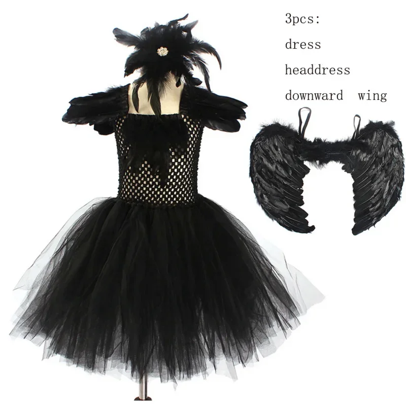 Детский Костюм Балерины в виде черного лебедя для девочек Готическая ведьма