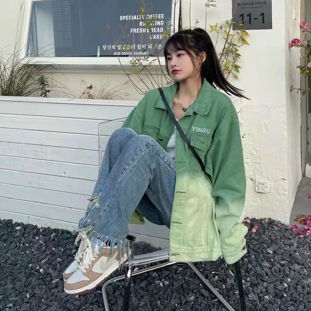 Женская джинсовая куртка винтажная Повседневная ковбойская в стиле Харадзюку с