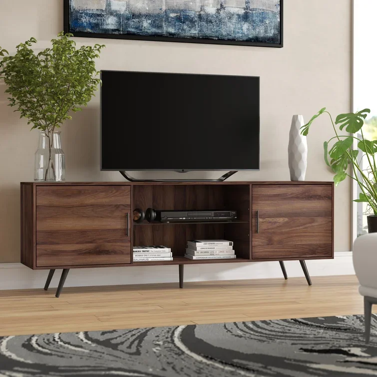 Фото Телевесное телевизочное управление Mit 2: Türen Entertain Ment Center Mit Offenem Regal Konsolen Tisch Mit Stauraum Für Wohnzimmer Schrank TV-Tisc №2
