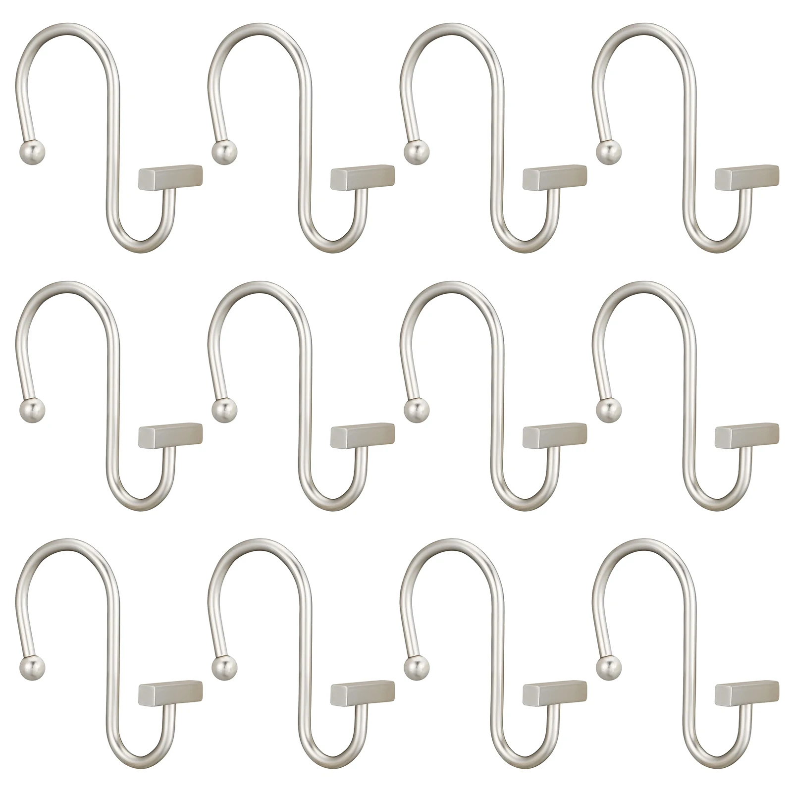 

12pcs Metal Home Decor Shower Curtain Hook Smooth Sliding Durable T Bar Shape For Bathroom Accessories Heavy Duty Hotel Modern
