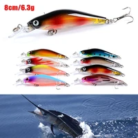 8cm 6 3g 3d eyes treble sinking double hooks minnow lures artificial bait fishing tackle fishing lure