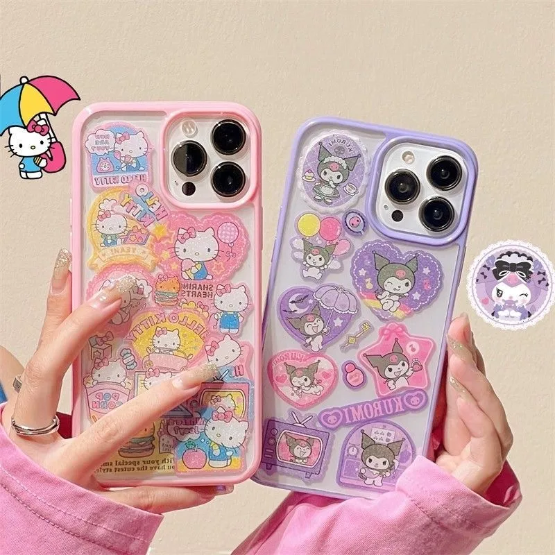 

Cute Cartoon Sanrio Hello Kitty Kuromi Phone Cases For iPhone 14 13 12 11 Pro Max XR XS MAX X Soft Back Cover Y2k Girl Gifts