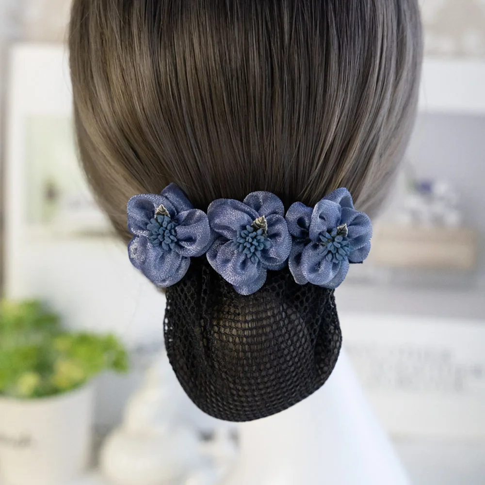 Цветочная заколка для волос с сеткой женщин женский офисный стюардесса