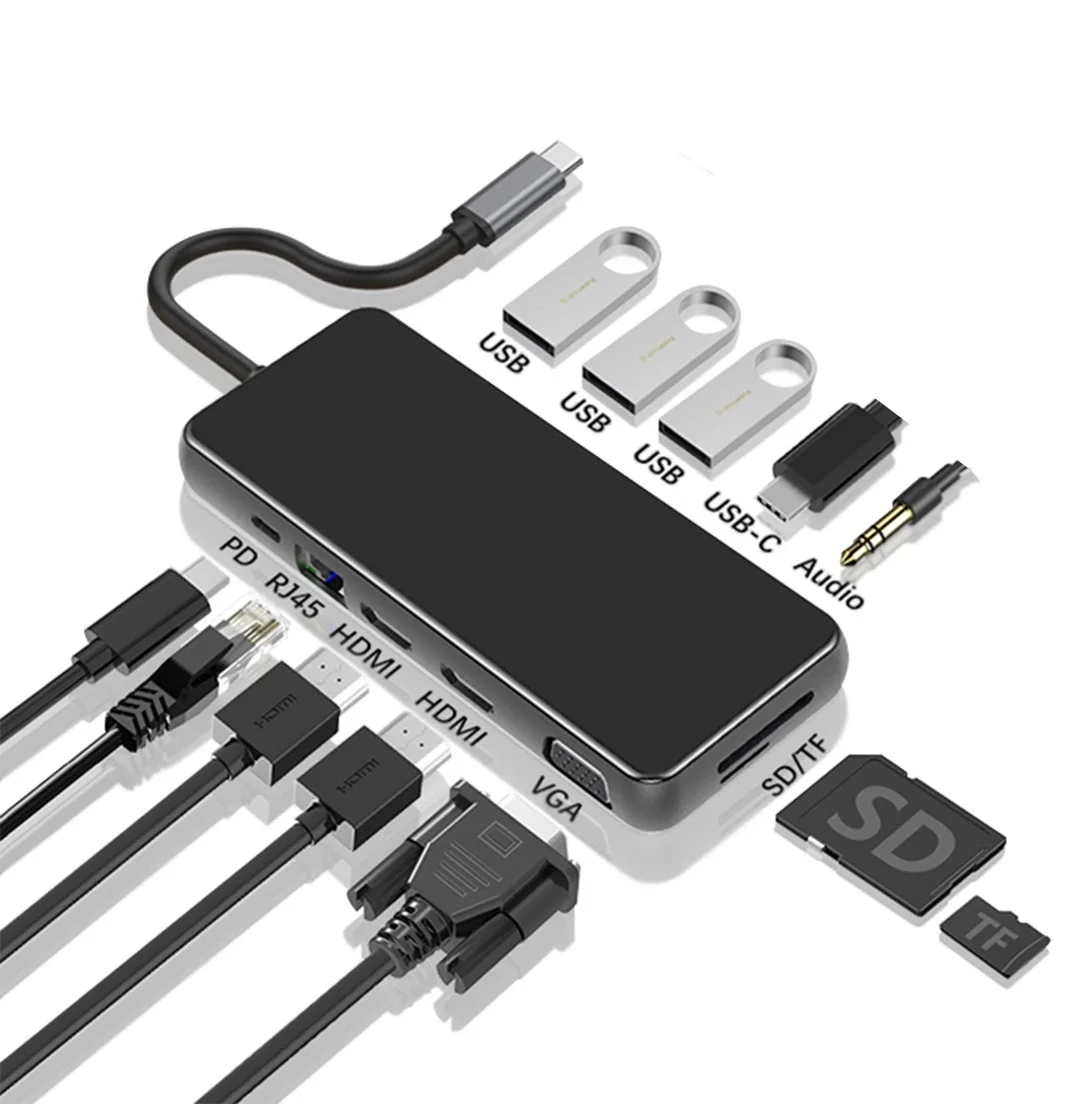 

12 In 1 USB C HUB Type C to Multi USB 3.0 HUB HDMI Adapter Dock For MacBook Pro Huawei Mate 30 Pro USB C 3.1 HUB Splitter